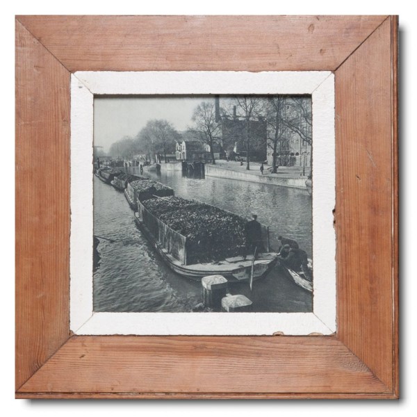 Square distressed wooden picture frame