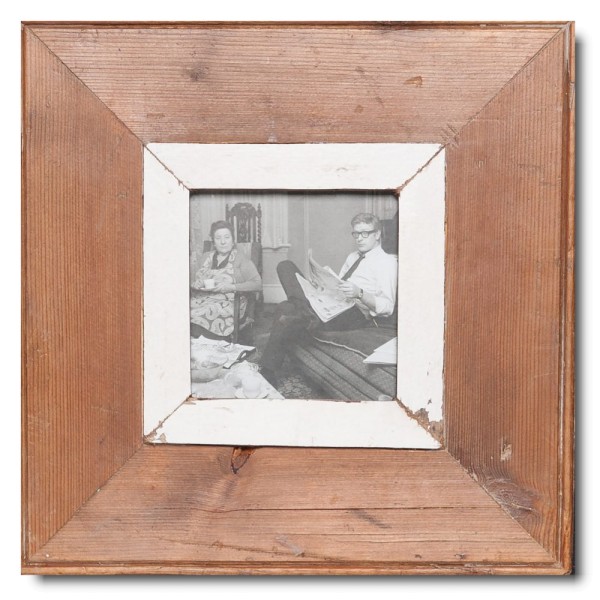 Square distressed wooden frame square for picture format A6 square